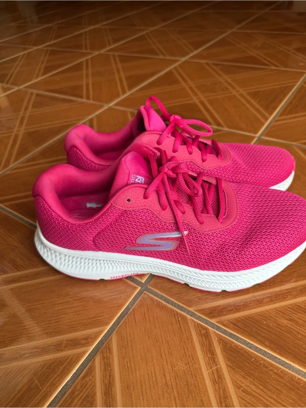 Skechers Women's Hot Pink Mesh Lace-Up Sneakers